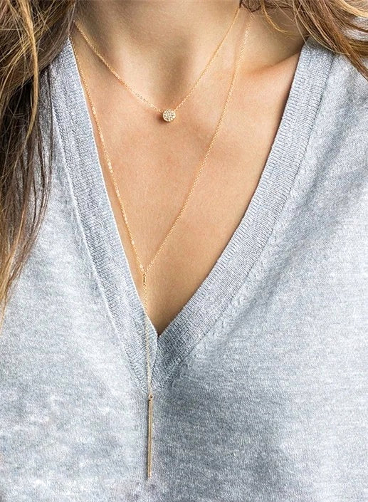 Layered Lariat Necklace -Stainless Steel